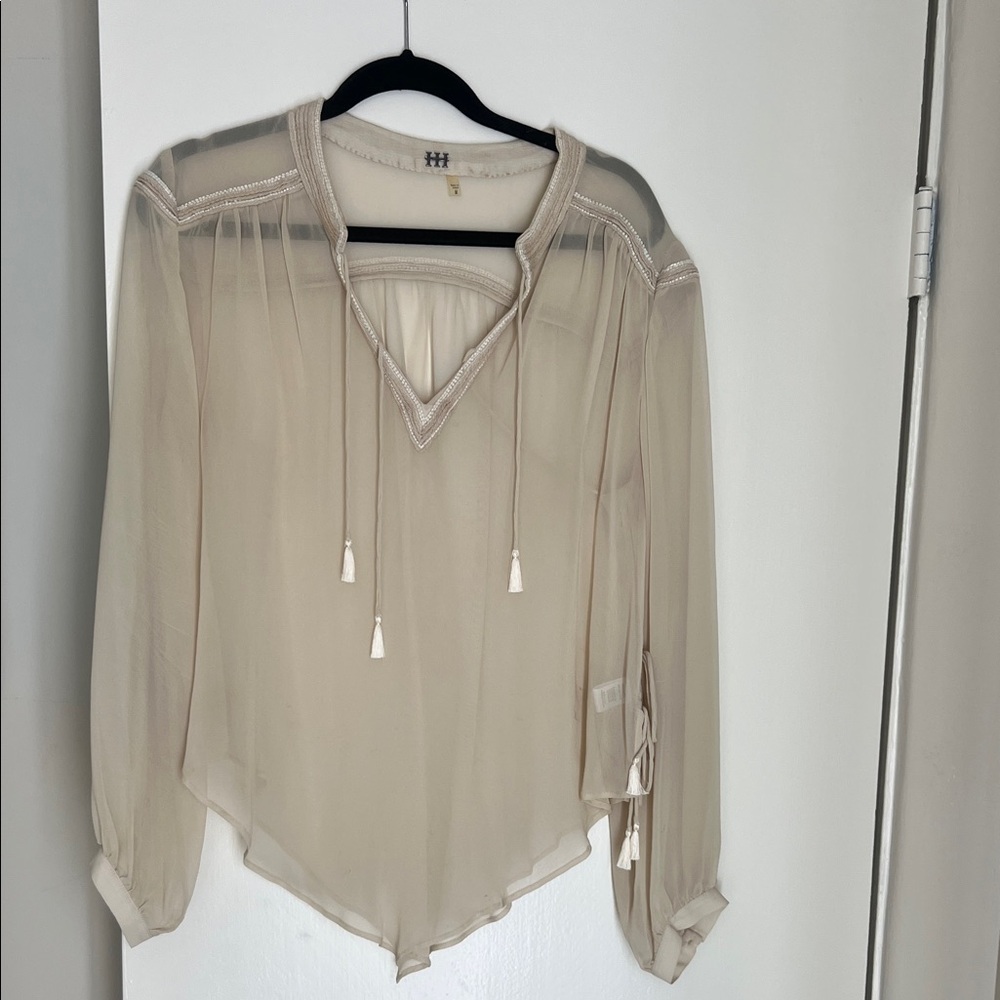 Haute Hippie Cream Sheer Blouse